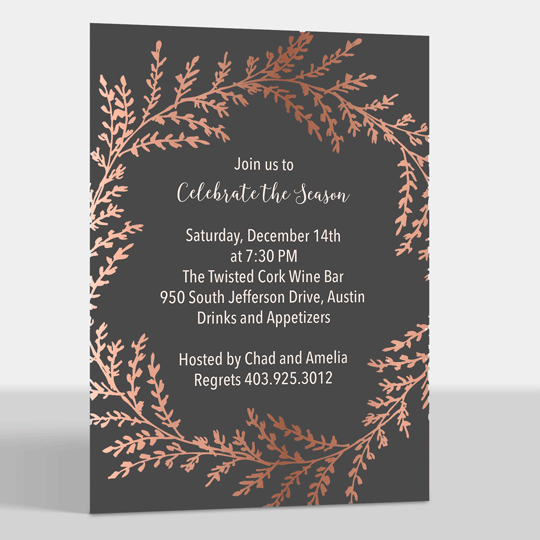 Gorgeous Foil Wreath Invitations